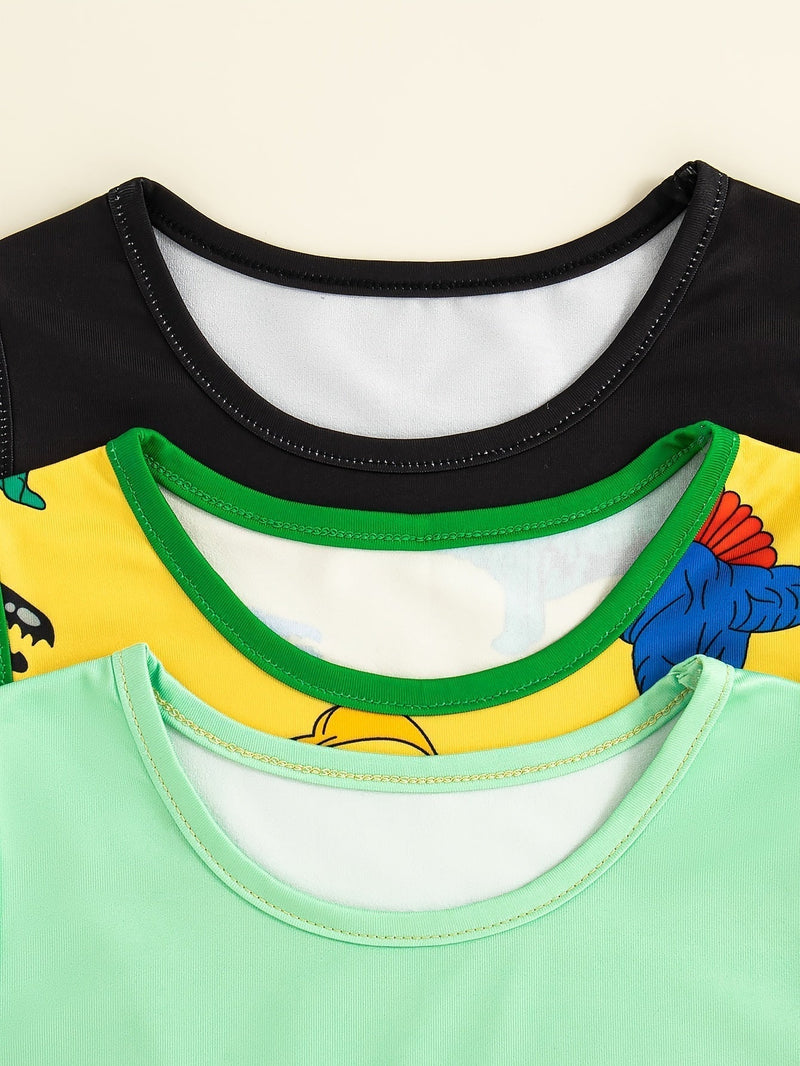 KIT COM 3 Conjunto Masculino Regata Dinossauros