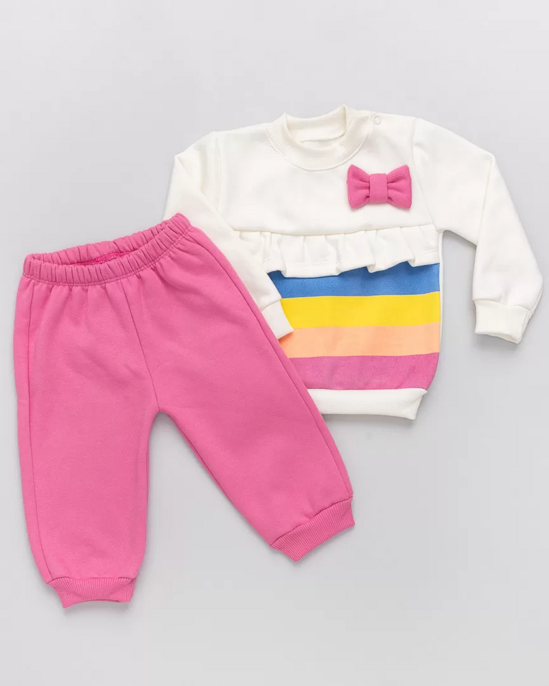 Conjunto Bebê Blusa e Calça Moletom Arco-íris