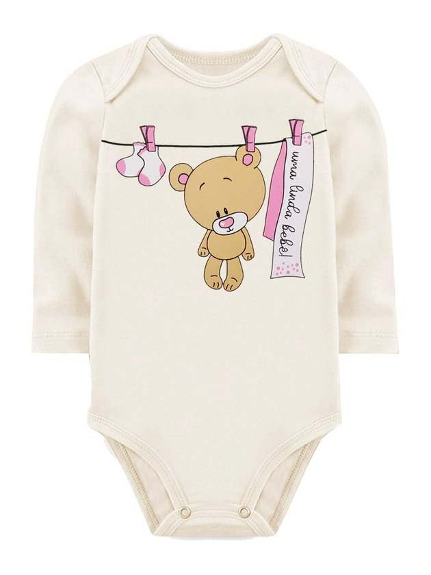 KIT BODY BEBÊ 5 PEÇAS SUEDINE URSO ORANGO